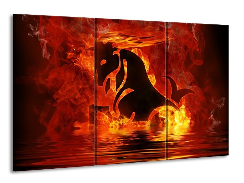 Glas schilderij Abstract | Oranje, Bruin, Zwart | 165x100cm 3Luik