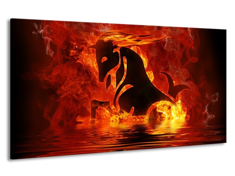 Canvas schilderij Abstract | Oranje, Bruin, Zwart | 190x100cm 1Luik