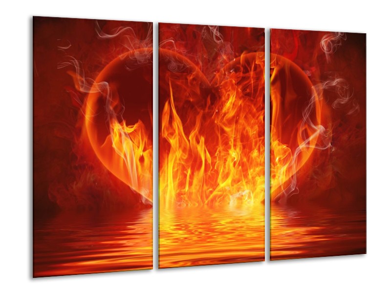 Canvas schilderij Abstract | Oranje, Bruin, Zwart | 120x80cm 3Luik
