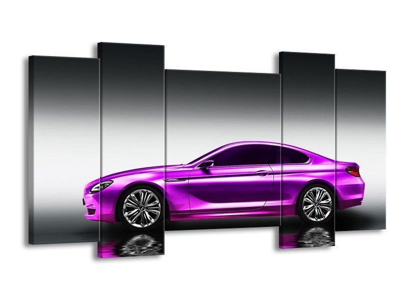 Glas schilderij Auto | Grijs, Paars | 120x65cm 5Luik