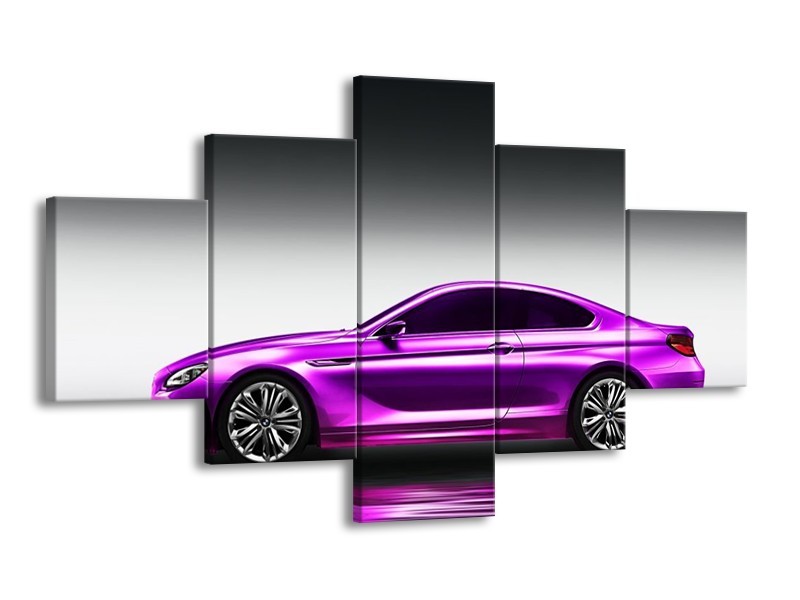 Glas schilderij Auto | Grijs, Paars | 125x70cm 5Luik