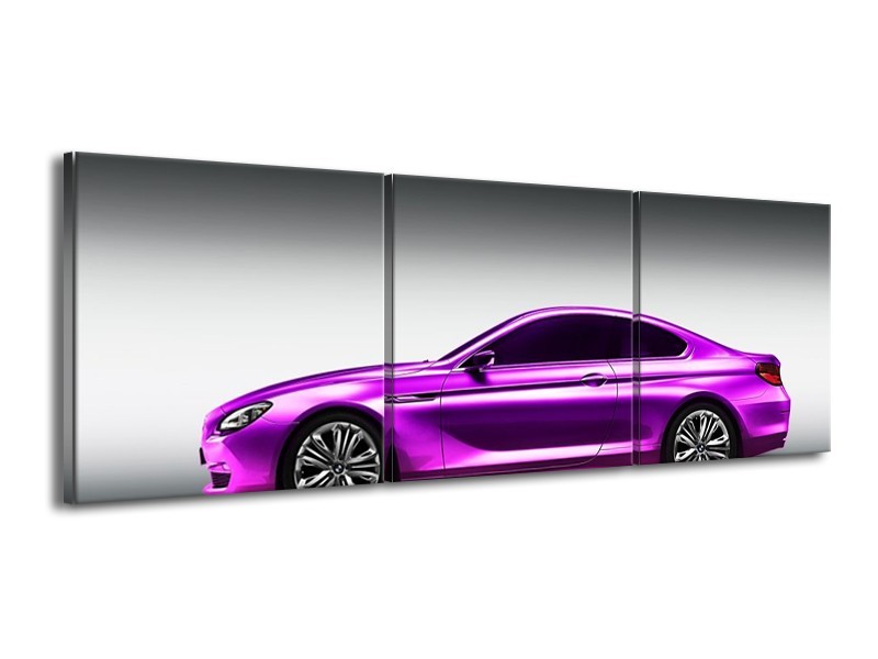 Glas schilderij Auto | Grijs, Paars | 150x50cm 3Luik