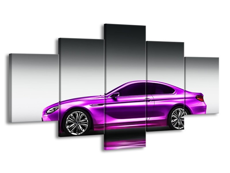 Glas schilderij Auto | Grijs, Paars | 150x80cm 5Luik