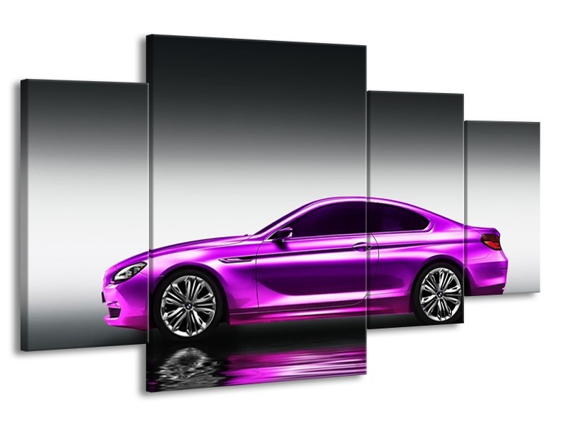 Glas schilderij Auto | Grijs, Paars | 160x90cm 4Luik