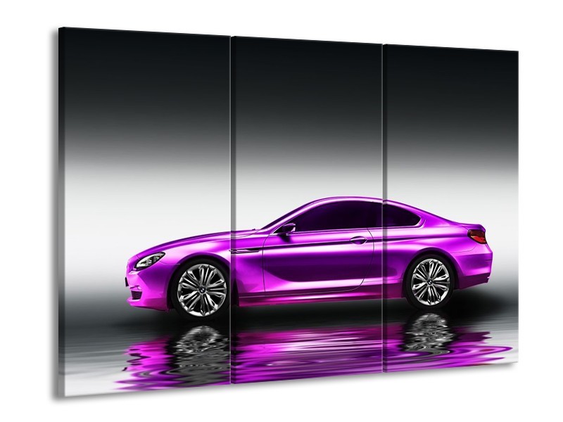 Glas schilderij Auto | Grijs, Paars | 90x60cm 3Luik