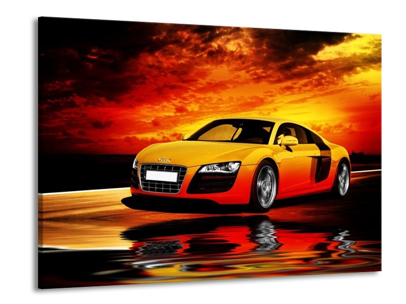 Glas schilderij Audi | Oranje, Zwart, Geel | 100x70cm 1Luik
