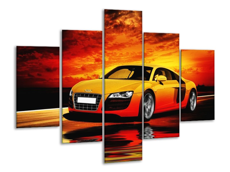 Glas schilderij Audi | Oranje, Zwart, Geel | 100x70cm 5Luik