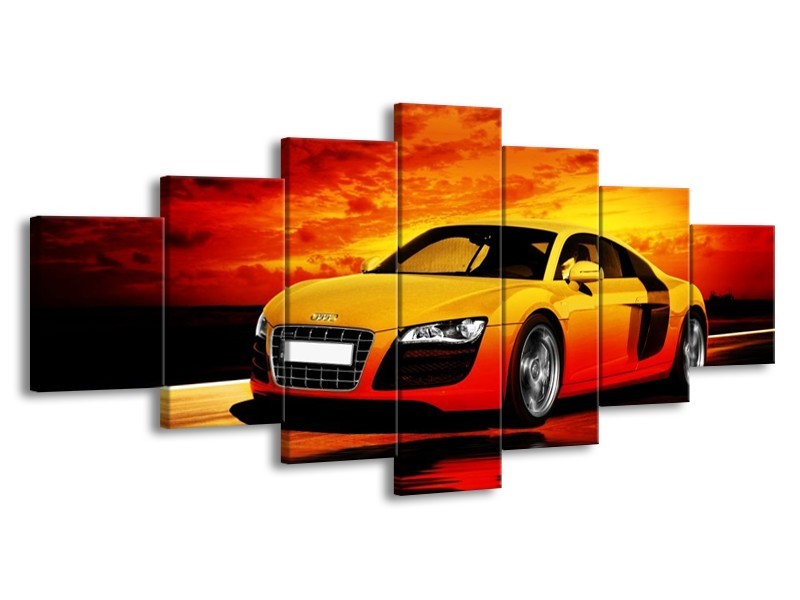 Glas schilderij Audi | Oranje, Zwart, Geel | 210x100cm 7Luik