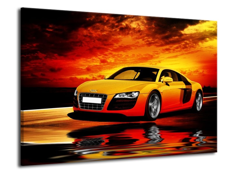 Glas schilderij Audi | Oranje, Zwart, Geel | 70x50cm 1Luik