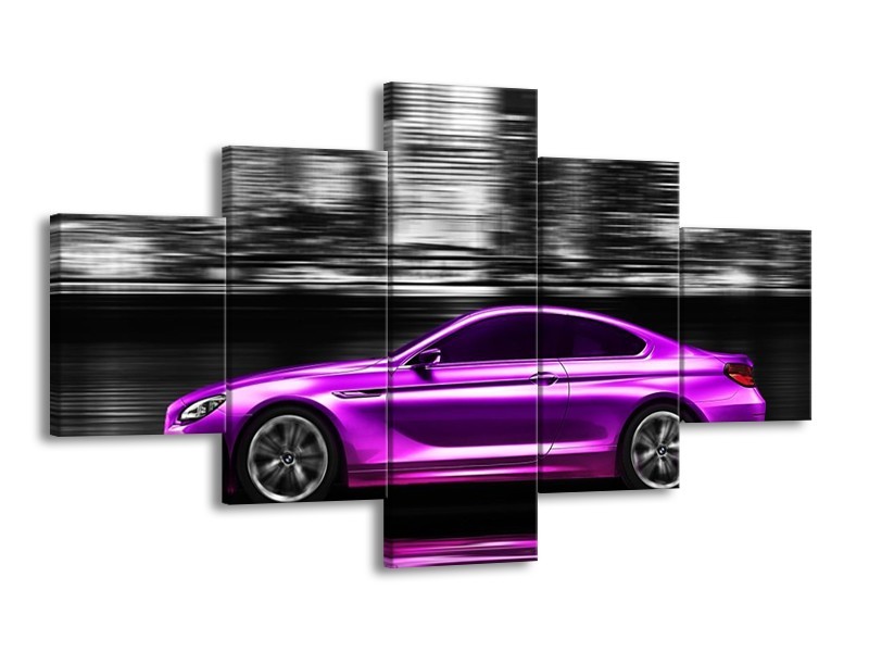 Glas schilderij Auto | Paars, Zwart, Grijs | 125x70cm 5Luik