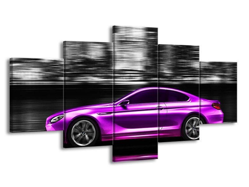 Glas schilderij Auto | Paars, Zwart, Grijs | 150x80cm 5Luik