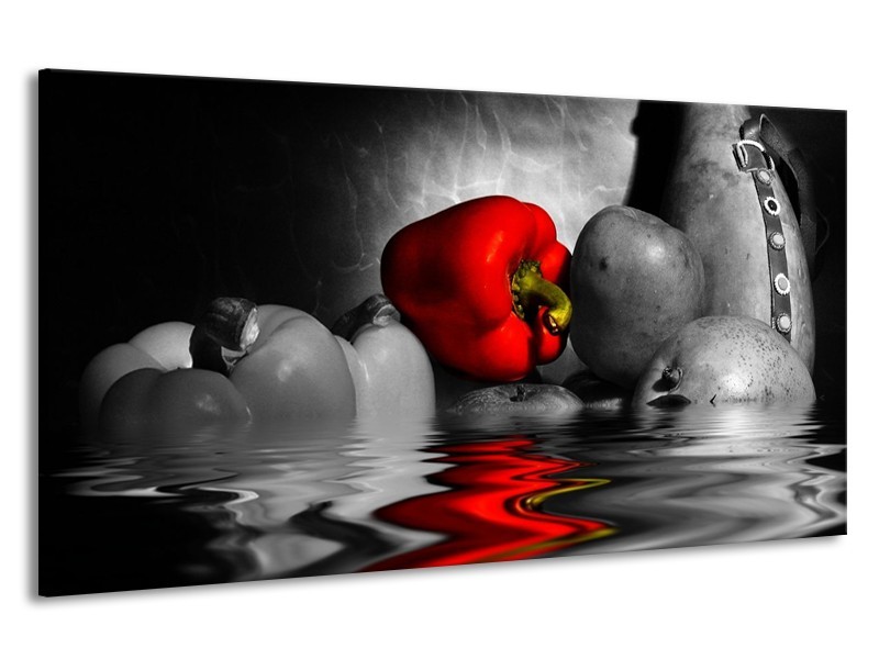 Canvas schilderij Paprika | Rood, Grijs, Zwart | 190x100cm 1Luik