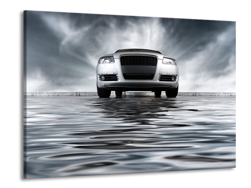 Glas schilderij Auto | Grijs, Zwart, Wit | 100x70cm 1Luik