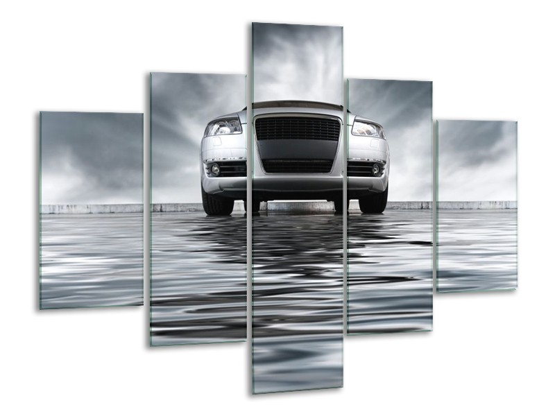 Glas schilderij Auto | Grijs, Zwart, Wit | 100x70cm 5Luik