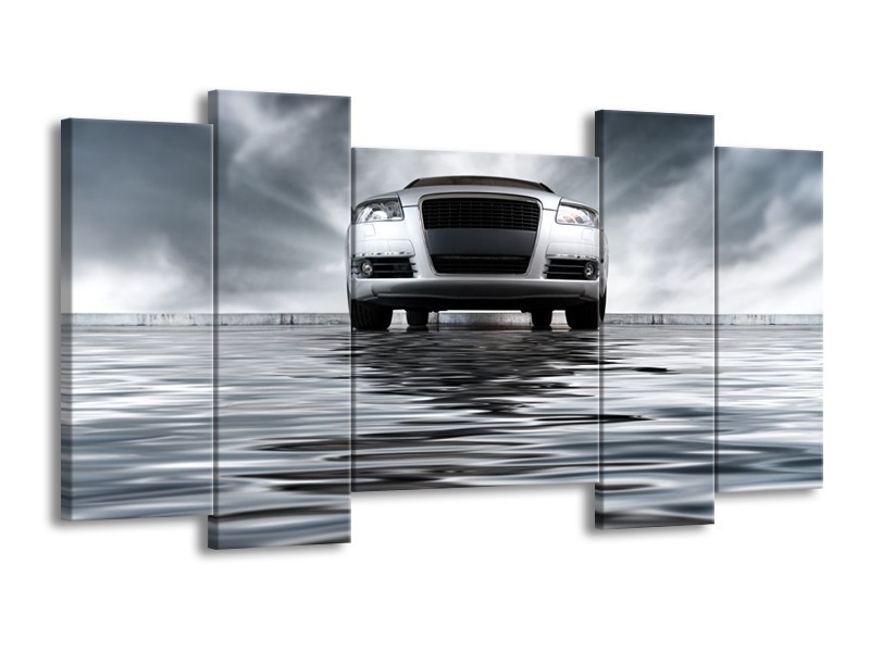 Glas schilderij Auto | Grijs, Zwart, Wit | 120x65cm 5Luik