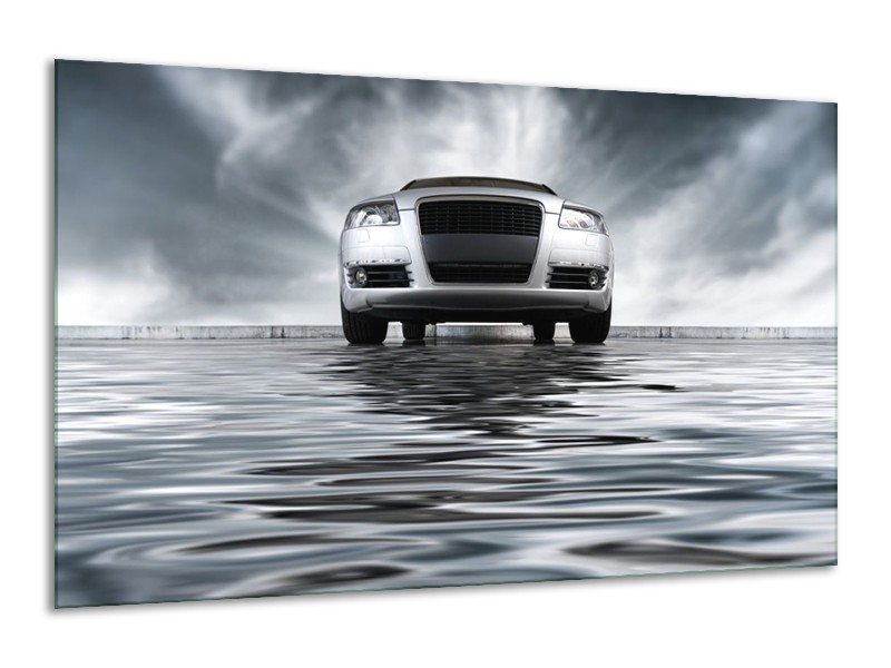 Glas schilderij Auto | Grijs, Zwart, Wit | 120x70cm 1Luik