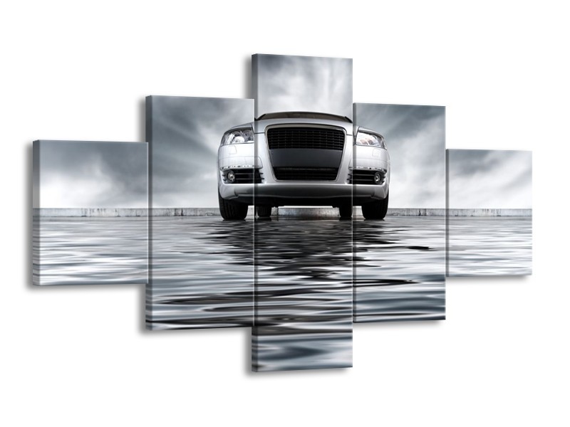 Glas schilderij Auto | Grijs, Zwart, Wit | 125x70cm 5Luik