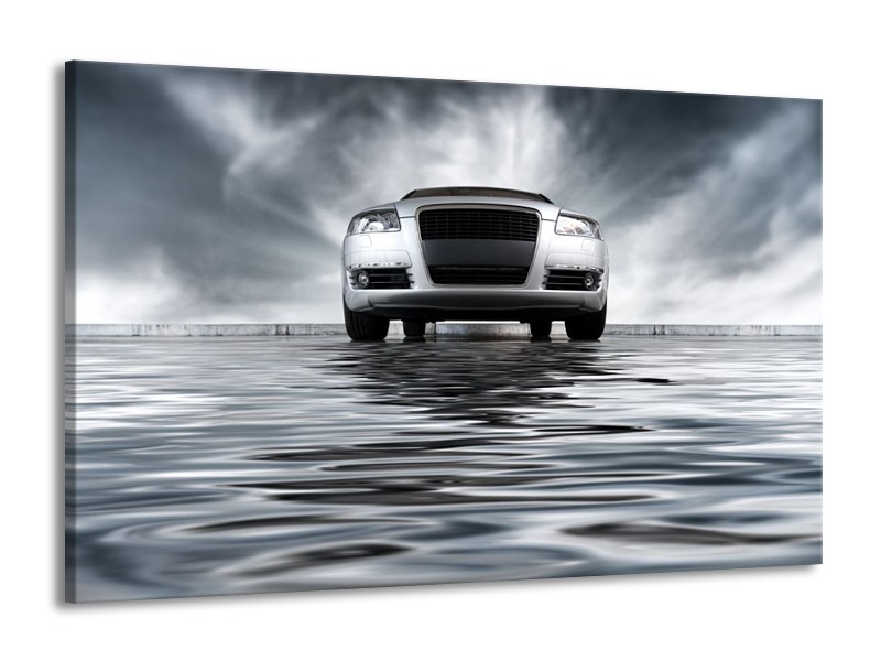 Glas schilderij Auto | Grijs, Zwart, Wit | 140x90cm 1Luik