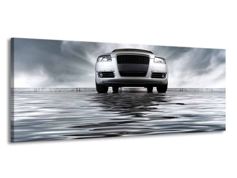 Glas schilderij Auto | Grijs, Zwart, Wit | 145x58cm 1Luik
