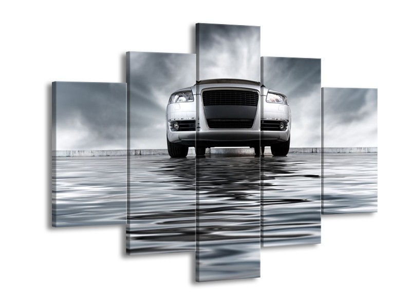 Glas schilderij Auto | Grijs, Zwart, Wit | 150x105cm 5Luik