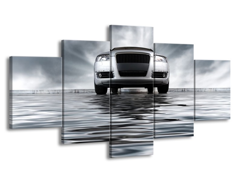 Glas schilderij Auto | Grijs, Zwart, Wit | 150x80cm 5Luik