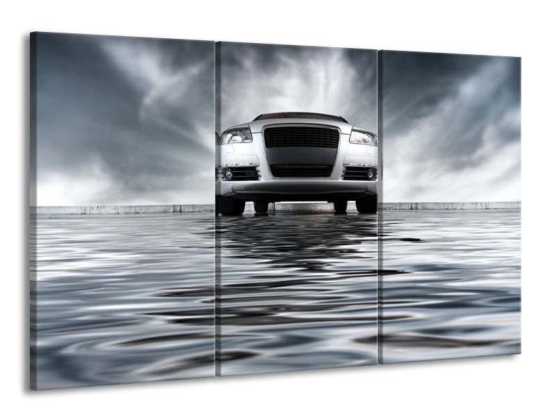 Glas schilderij Auto | Grijs, Zwart, Wit | 165x100cm 3Luik