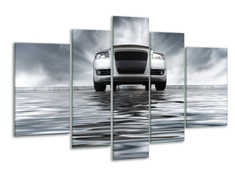 Glas schilderij Auto | Grijs, Zwart, Wit | 170x100cm 5Luik