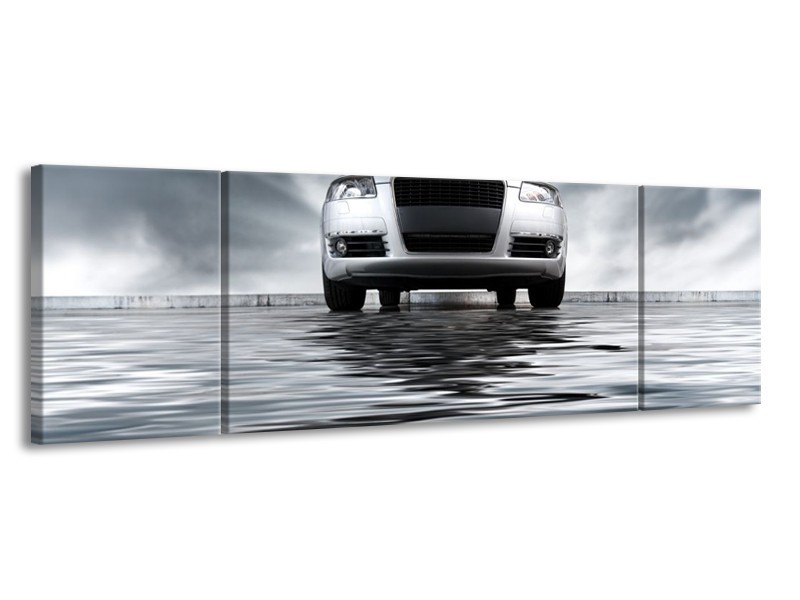 Glas schilderij Auto | Grijs, Zwart, Wit | 170x50cm 3Luik