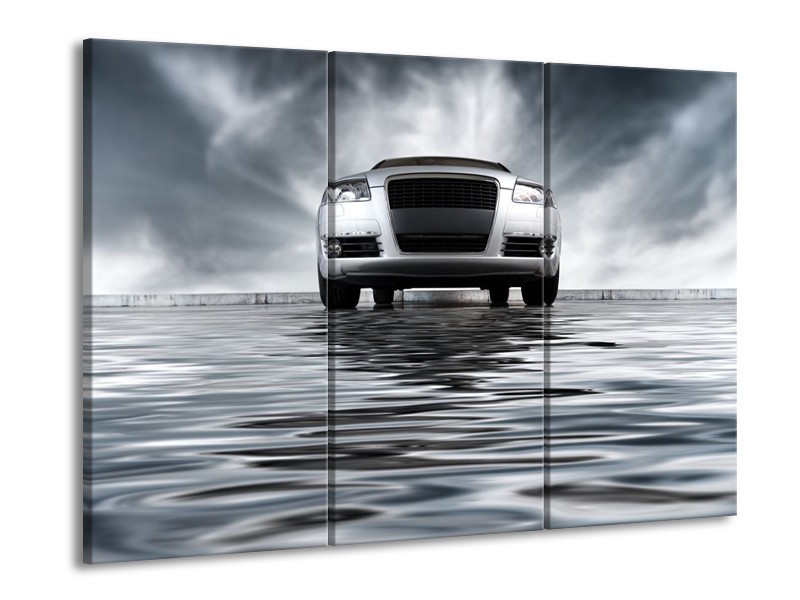 Glas schilderij Auto | Grijs, Zwart, Wit | 90x60cm 3Luik