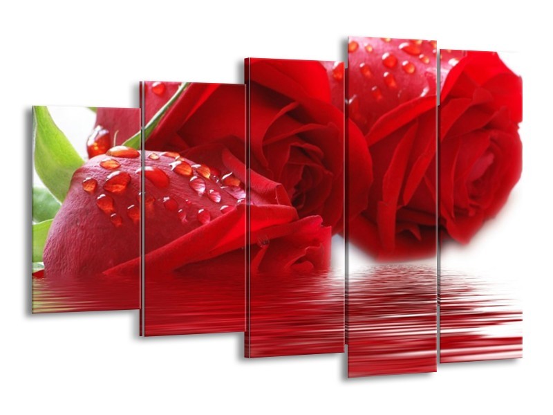 Canvas schilderij Roos | Rood, Grijs, Wit | 150x100cm 5Luik