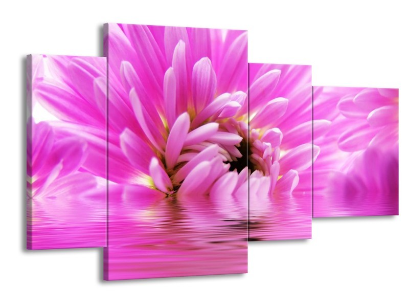 Canvas schilderij Bloem | Roze, Wit | 120x75cm 4Luik