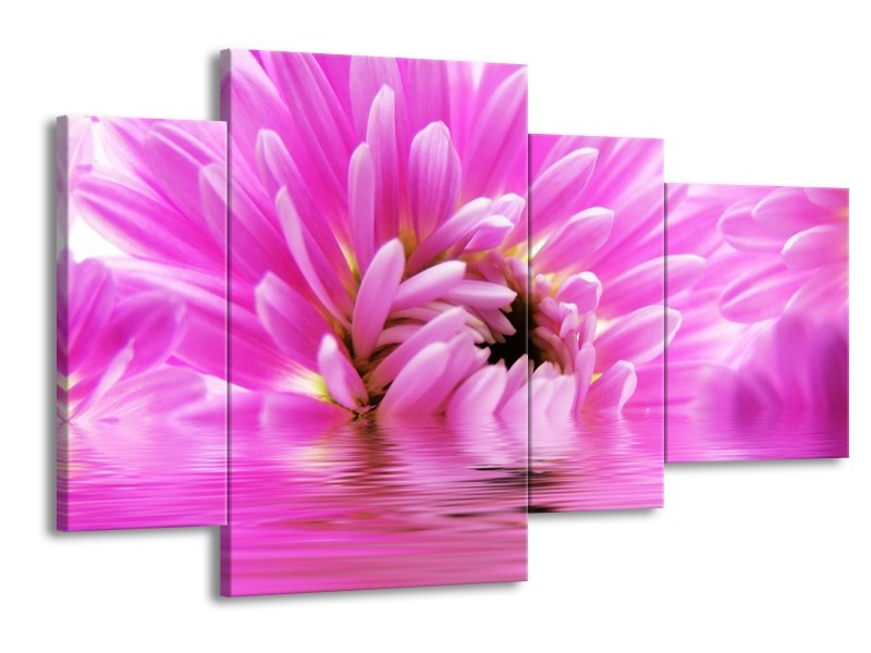 Glas schilderij Bloem | Roze, Wit | 120x75cm 4Luik