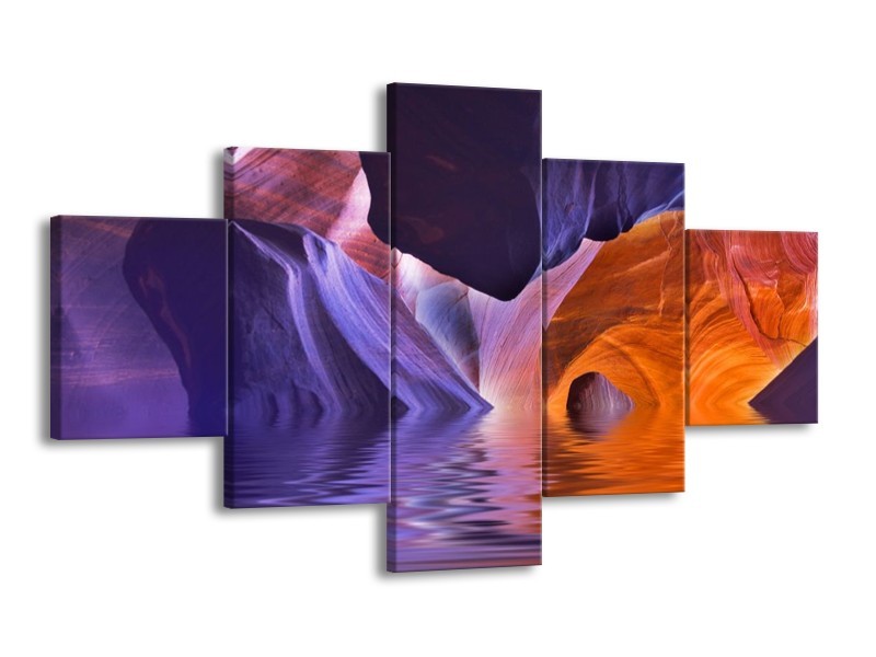 Canvas schilderij Natuur | Blauw, Geel, Paars | 125x70cm 5Luik