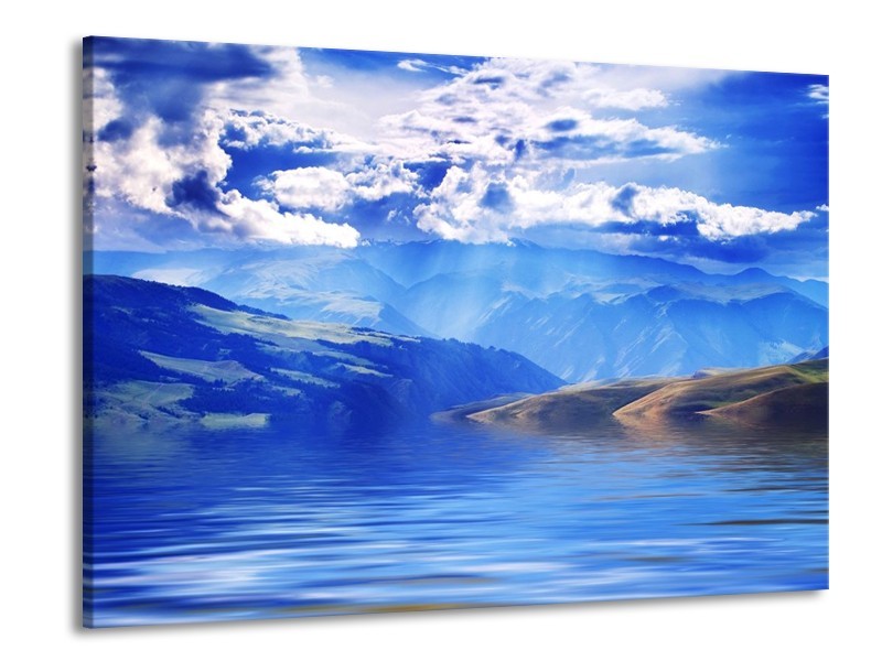 Glas schilderij Bergen | Blauw, Wit, Grijs | 100x70cm 1Luik