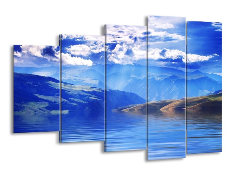 Canvas schilderij Bergen | Blauw, Wit, Grijs | 150x100cm 5Luik