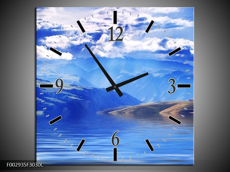 Klok schilderij Bergen | Blauw, Wit, Grijs | 30x30cm 1Luik