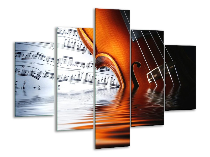 Glas schilderij Instrument | Wit, Bruin, Zwart | 100x70cm 5Luik