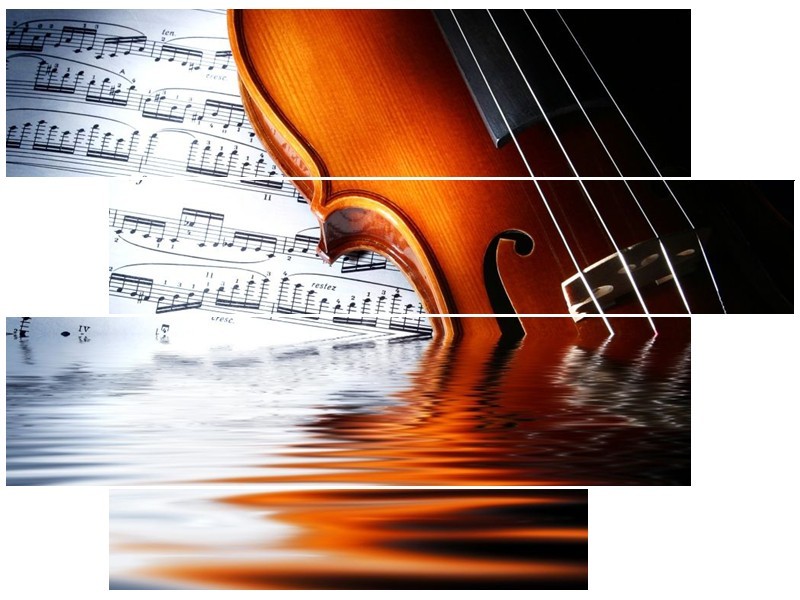 Glas schilderij Instrument | Wit, Bruin, Zwart | 115x85cm 4Luik