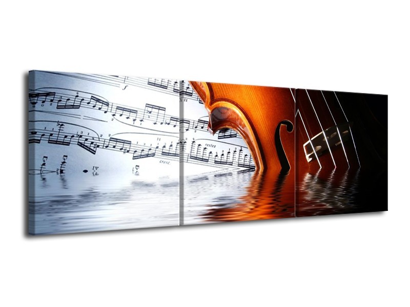 Canvas schilderij Instrument | Wit, Bruin, Zwart | 120x40cm 3Luik