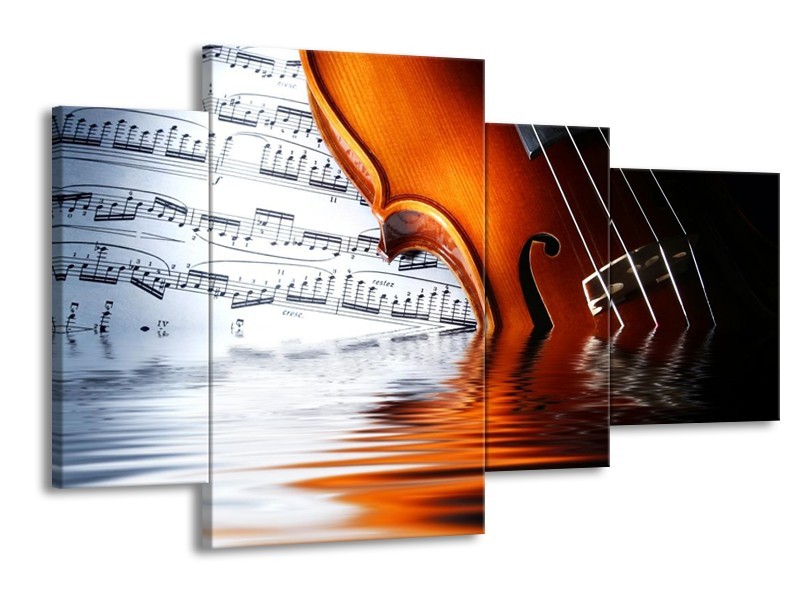Glas schilderij Instrument | Wit, Bruin, Zwart | 120x75cm 4Luik