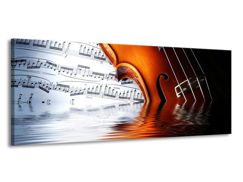 Glas schilderij Instrument | Wit, Bruin, Zwart | 145x58cm 1Luik