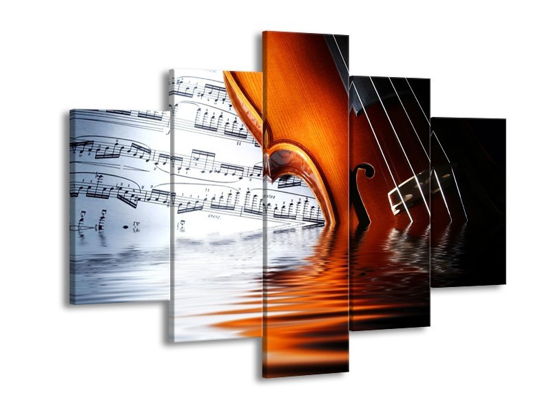 Glas schilderij Instrument | Wit, Bruin, Zwart | 150x105cm 5Luik