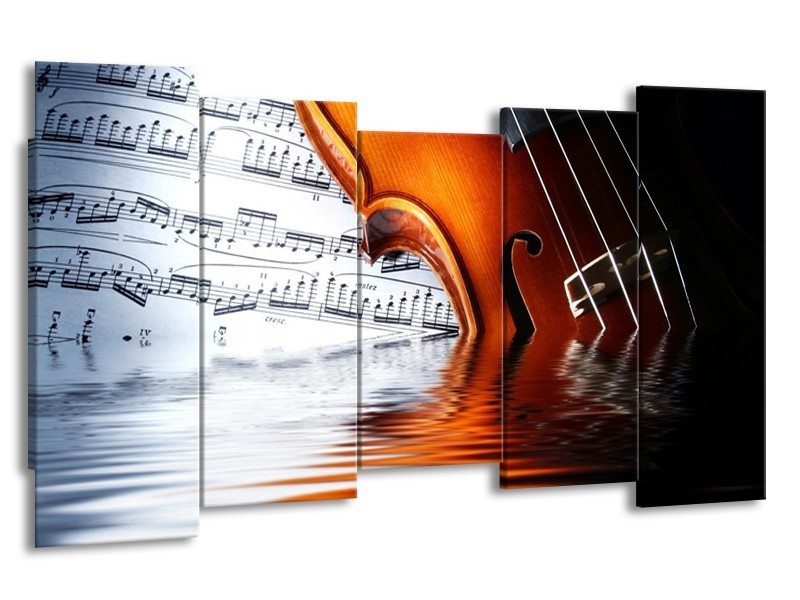 Glas schilderij Instrument | Wit, Bruin, Zwart | 150x80cm 5Luik