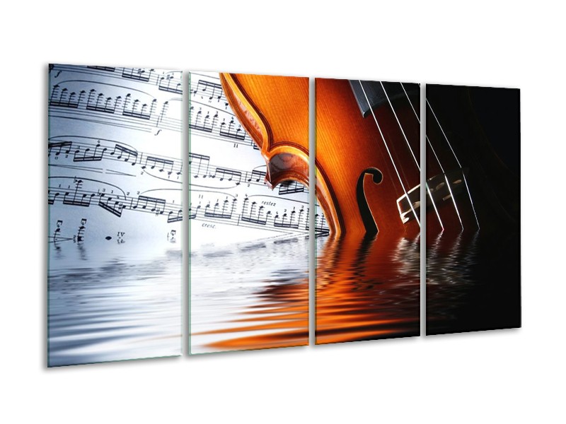 Glas schilderij Instrument | Wit, Bruin, Zwart | 160x80cm 4Luik