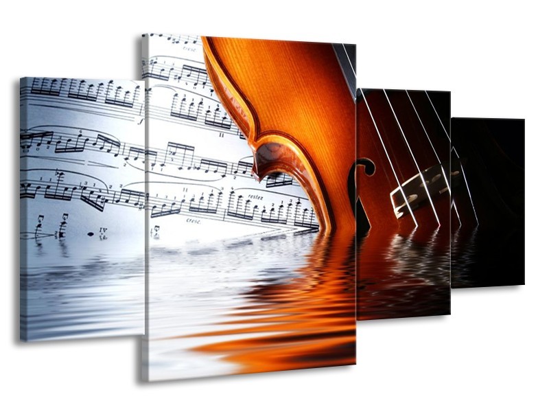 Glas schilderij Instrument | Wit, Bruin, Zwart | 160x90cm 4Luik