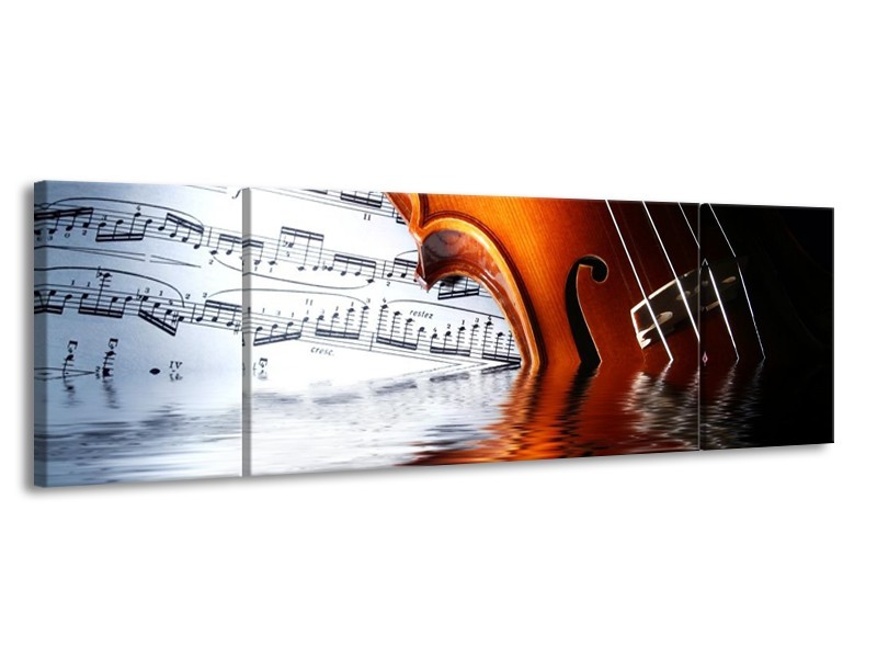 Glas schilderij Instrument | Wit, Bruin, Zwart | 170x50cm 3Luik