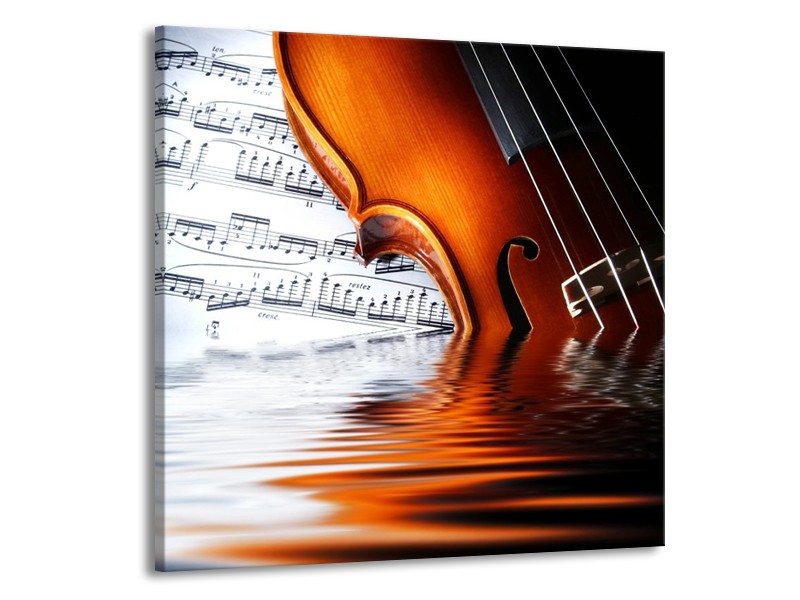 Glas schilderij Instrument | Wit, Bruin, Zwart | 70x70cm 1Luik