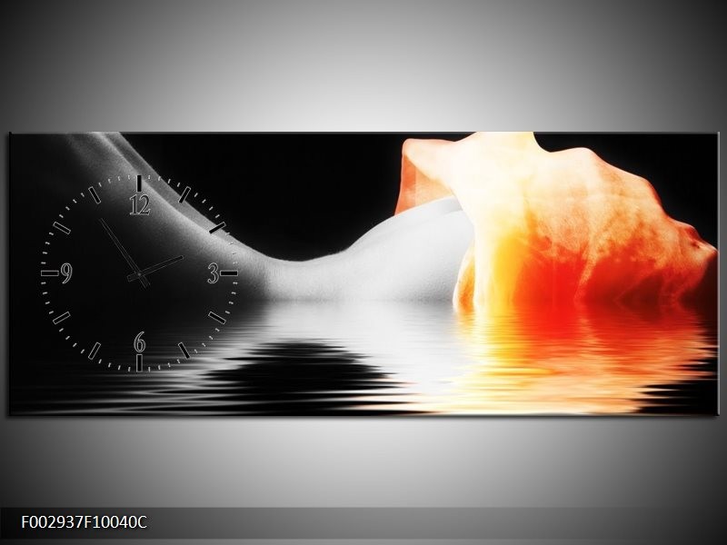 Klok schilderij Lichaam | Oranje, Wit, Zwart | 100x40cm 1Luik