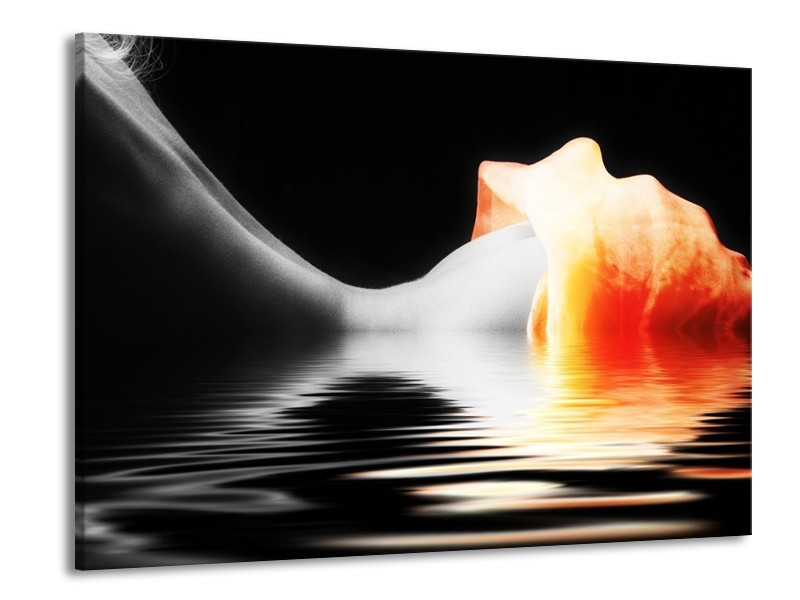 Glas schilderij Lichaam | Oranje, Wit, Zwart | 100x70cm 1Luik