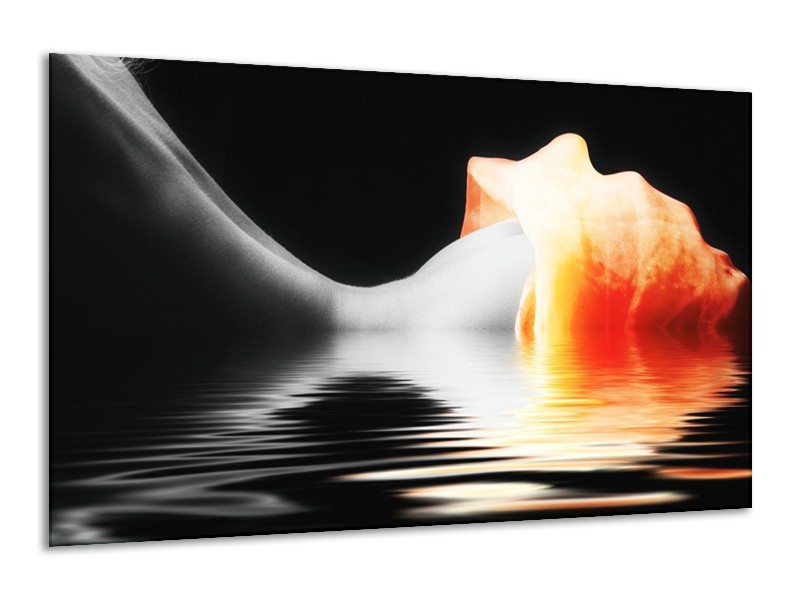 Glas schilderij Lichaam | Oranje, Wit, Zwart | 120x70cm 1Luik